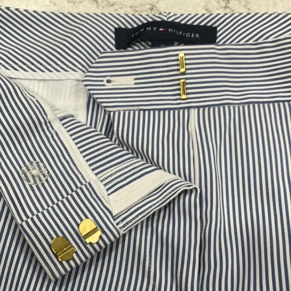 TOMMY HILFIGER white ankle pants with and white stripes size 10 - Picture 8 of 14